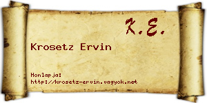 Krosetz Ervin névjegykártya